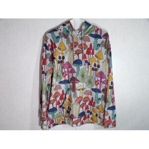 LA Soul Womens Hoodie XL Colorful Mushrooms Hippie Whimsical Nature Earthy Fairy